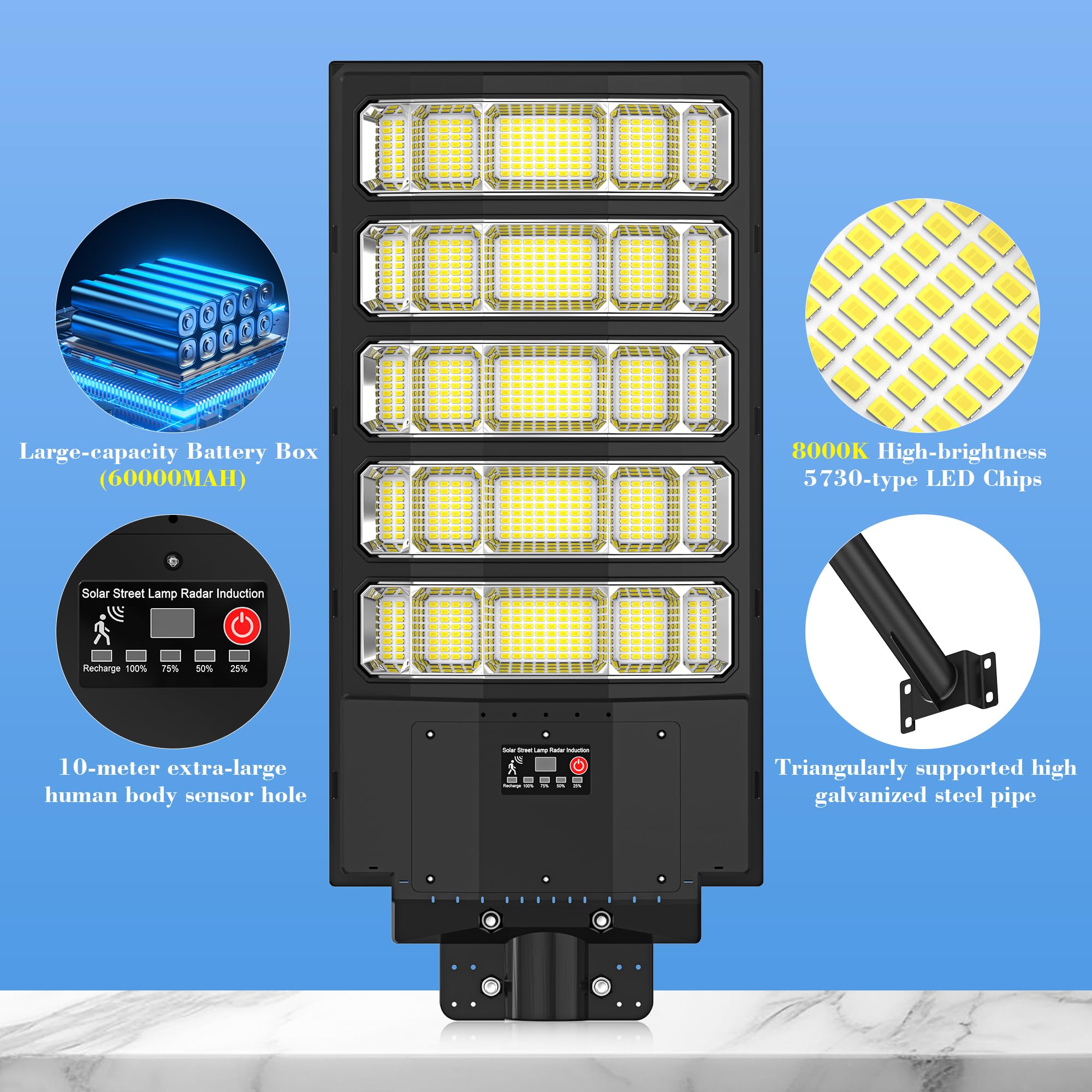 OKPRO 10000W solar light brightens driveways, parking lots, and stadium edges