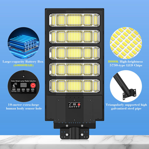 OKPRO 10000W solar light brightens driveways, parking lots, and stadium edges