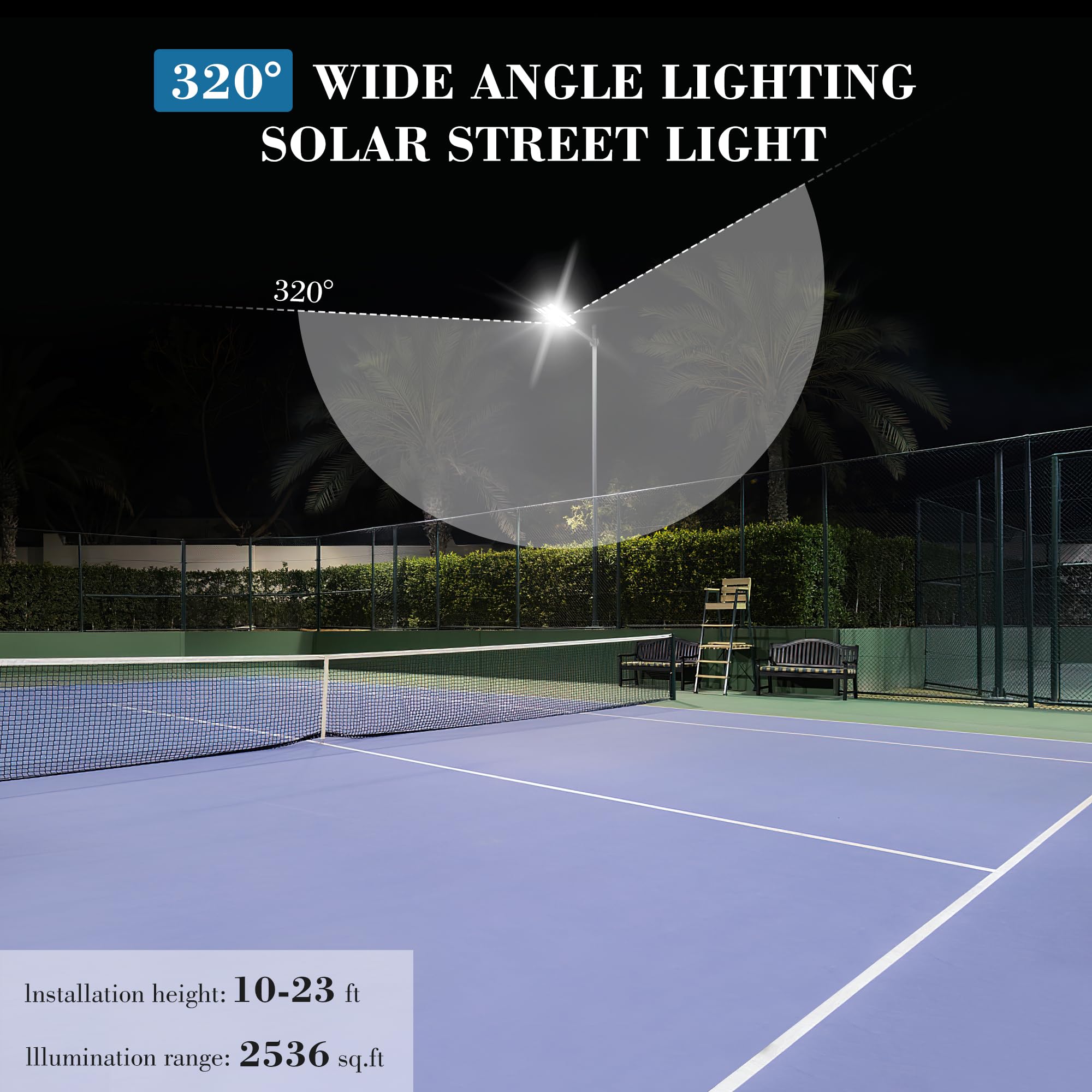 OKPRO 10000W solar street light wide-angle beam covers broader area