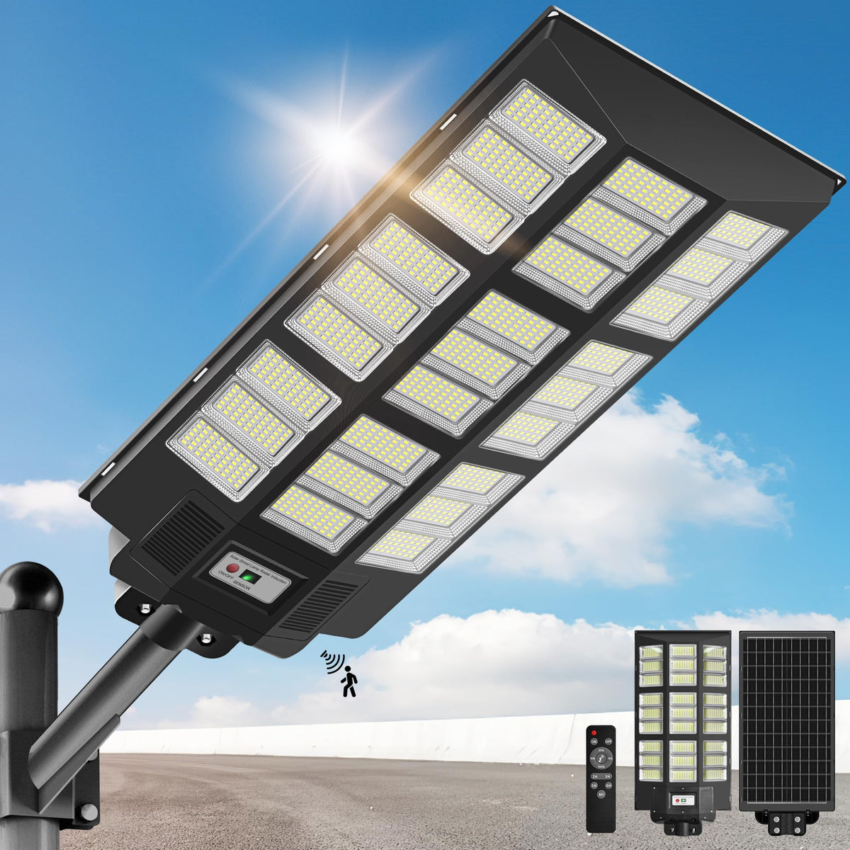 OKPRO 10000W solar street light with broad illumination for parking lots