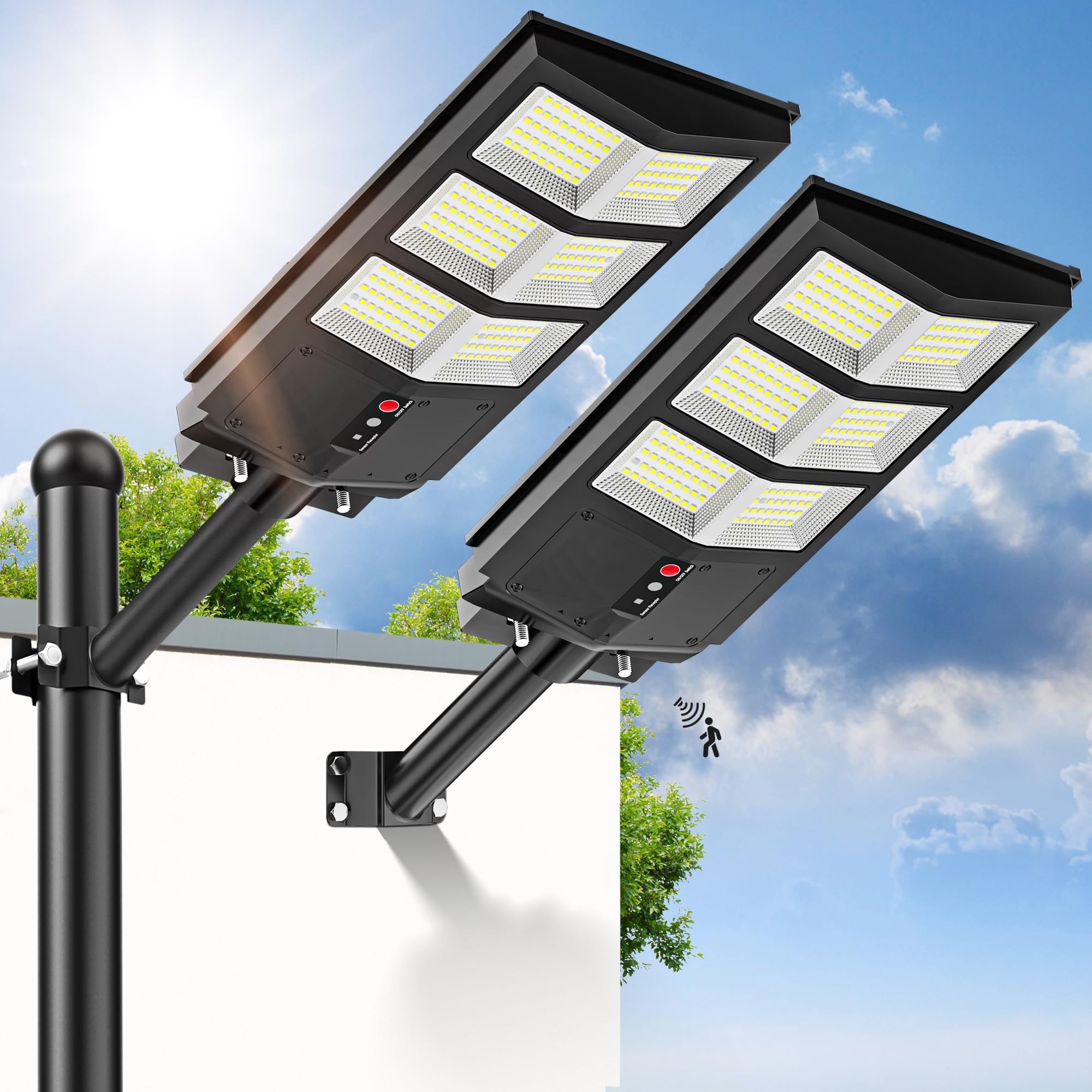 OKPRO 4000W pole-mounted solar street light with wide 220-degree illumination for perimeter safety