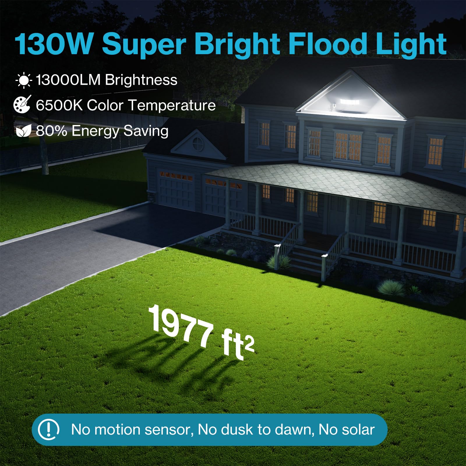 Olafus 13000lm LED security light provides high visibility for property safety.