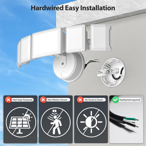 Olafus 6500K daylight LEDs provide bright, neutral outdoor illumination.