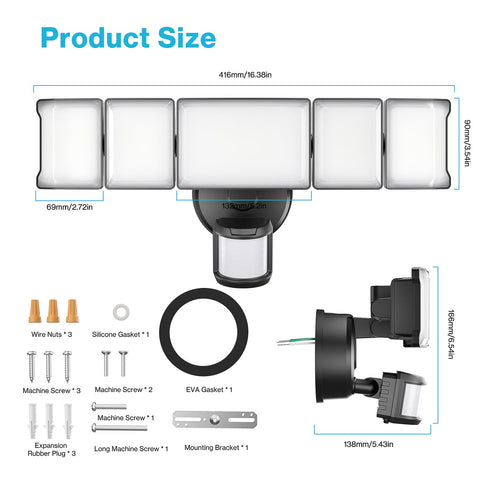 Olafus 130W motion sensor outdoor light delivers 13,000 lumens for strong outdoor brightness