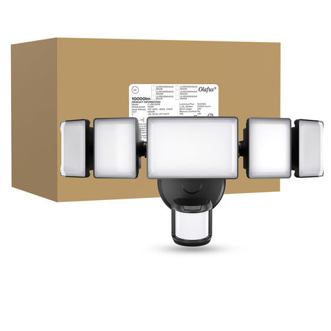 Olafus 130W motion sensor outdoor light daylight 6500K for clear visibility.