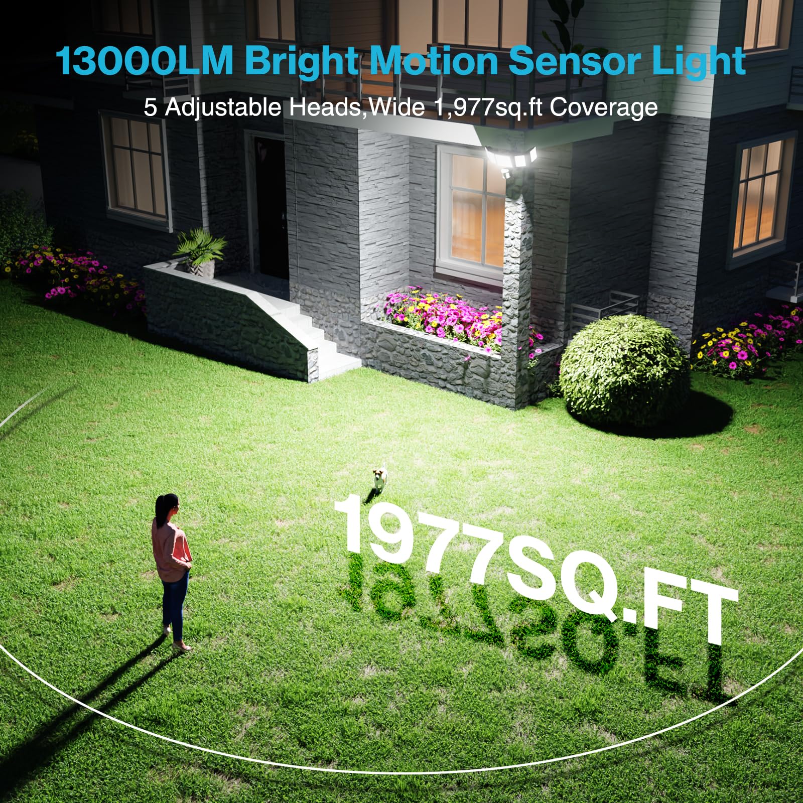 Olafus 130W motion sensor outdoor light shows dusk-to-dawn convenience and energy efficiency