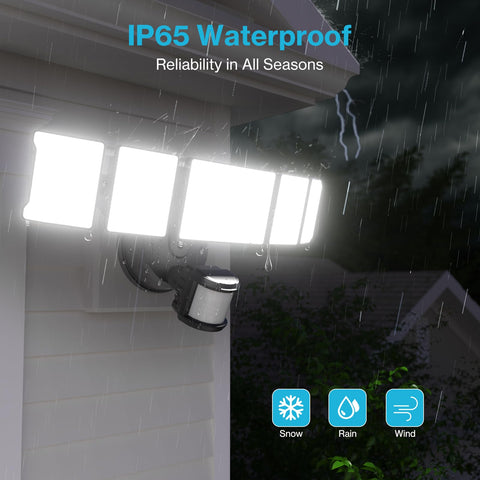 Olafus 130W motion sensor outdoor light wall installation for quick setup.