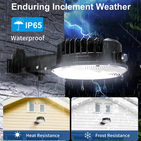 Olafus 170W LED barn light heat sink enables cooler operation and longer life.