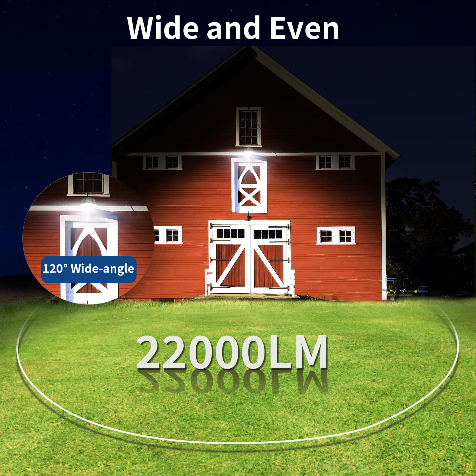 Olafus 170W LED barn light with photocell sensor reduces energy waste and enhances security.