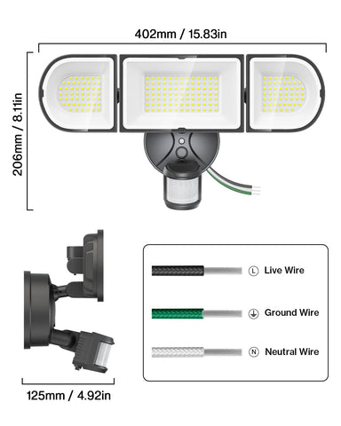 Olafus 180W flood light, driveway installation for clear nighttime visibility.