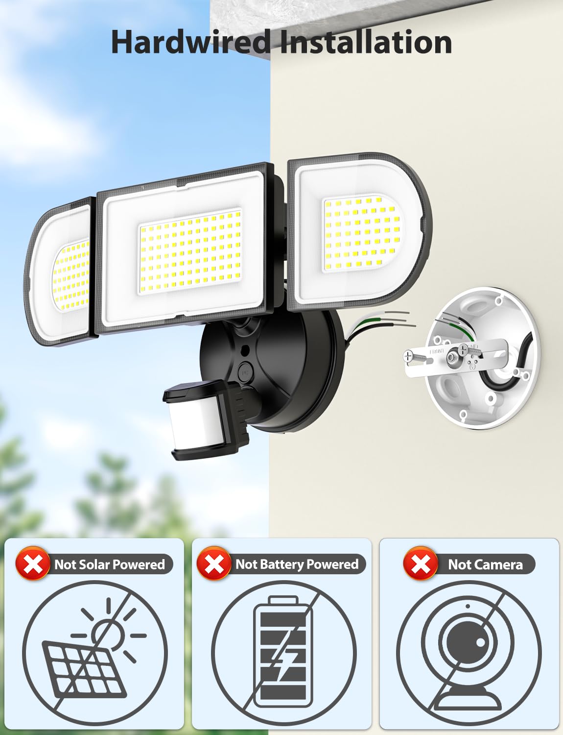 Olafus 180W motion sensor outdoor light, wall mount for secure night lighting.