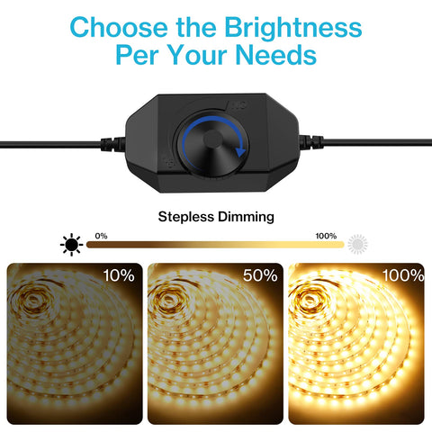 Olafus 32-8ft warm white LED strip with dimmer for bedroom ambience