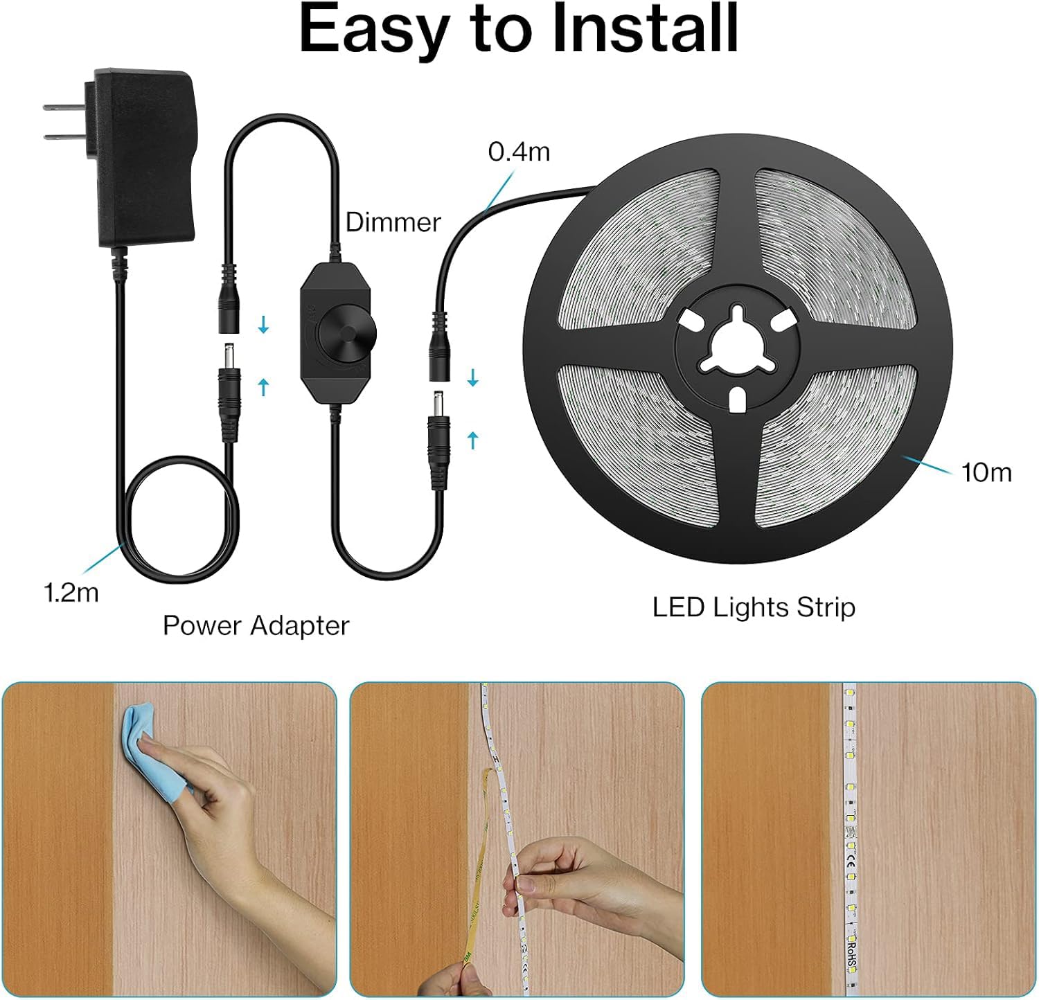 Olafus shelving display illuminated by 32-8ft LED strip