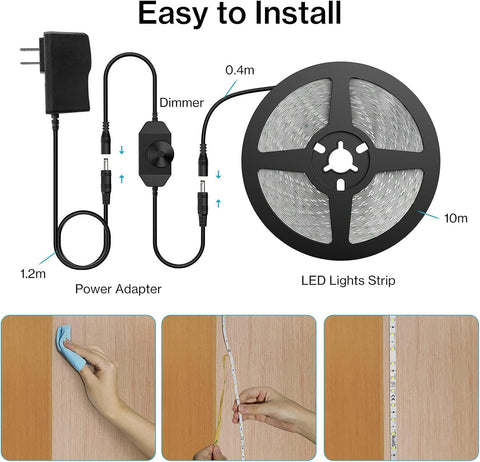 Olafus shelving display illuminated by 32-8ft LED strip