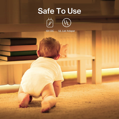 Olafus LED strip with UL-listed power supply stays safe to touch