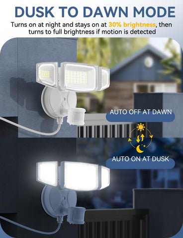Olafus 50W light at dusk highlights energy efficiency and durability