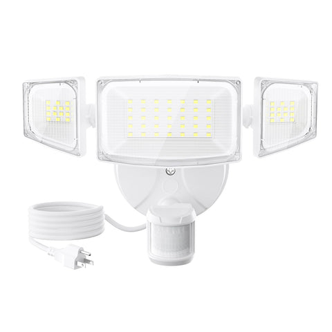 Olafus 50W motion sensor outdoor light front view with broad 5000LM illumination for garage