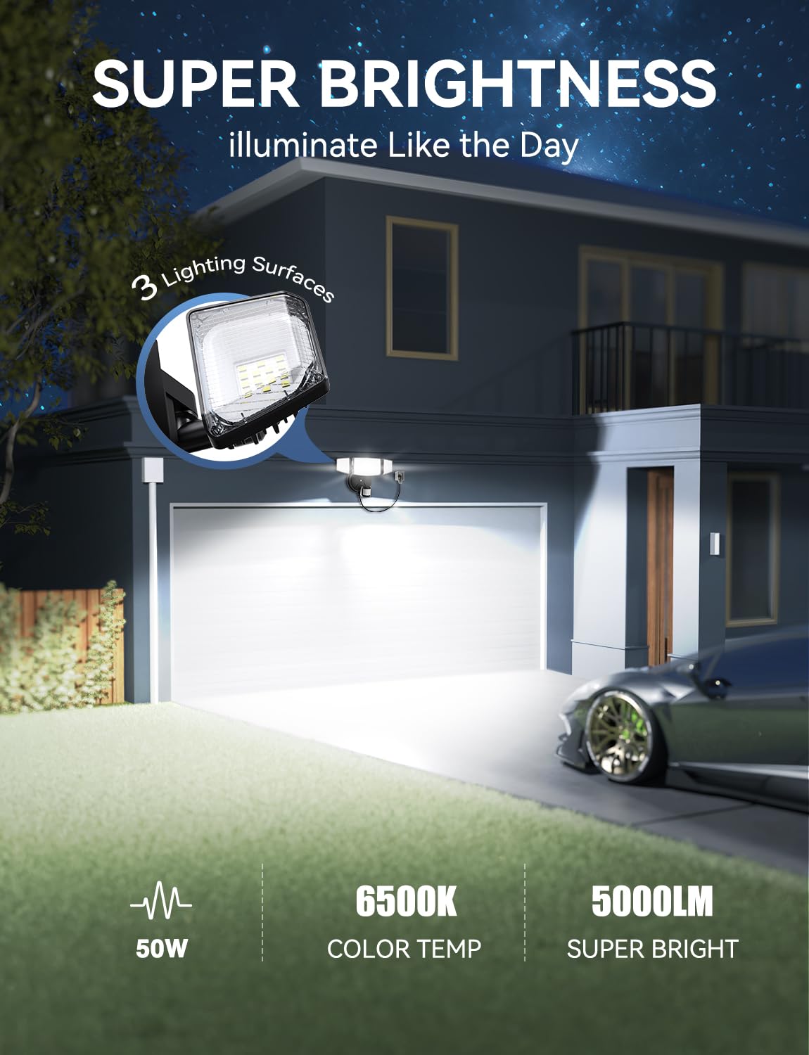 Olafus outdoor light illuminating entry with even coverage at night
