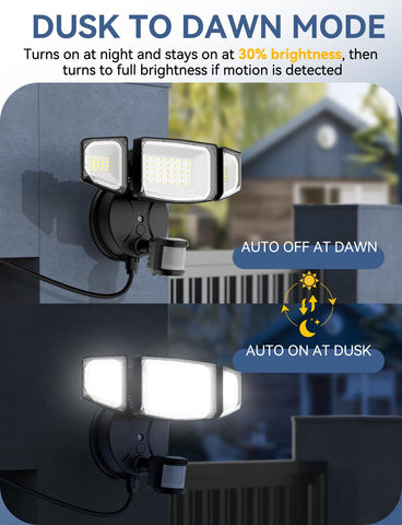 Olafus light mounted on garage eave ready to illuminate driveway