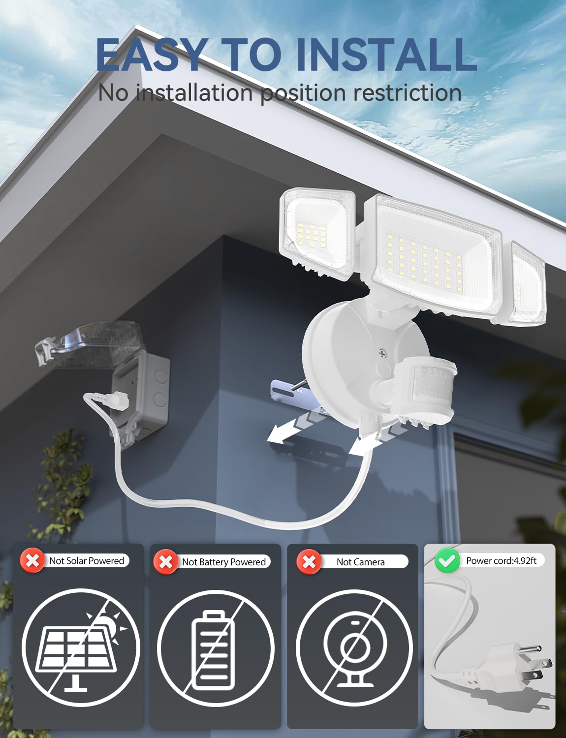 Olafus outdoor light side angle showing wide yard coverage
