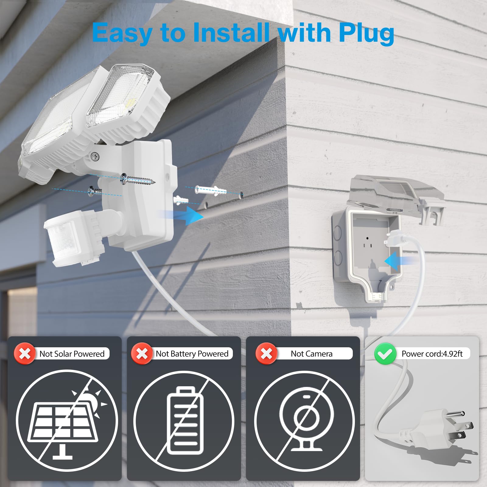 Olafus 70W motion sensor flood light dusk-to-dawn mode provides hands-free illumination.