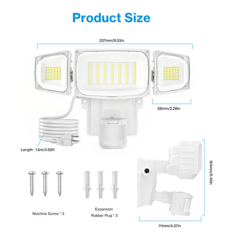 Olafus 70W flood light with wall or eave mounting ready.