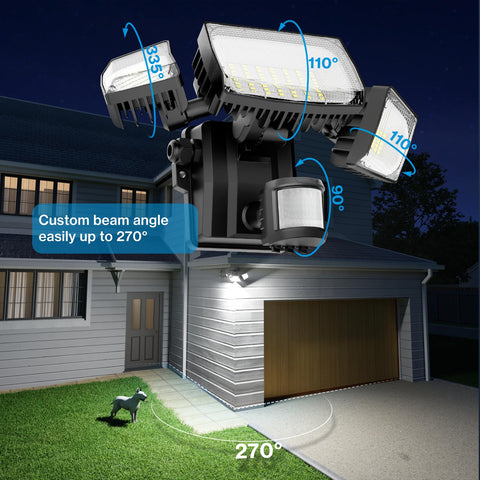 Olafus three-head flood light easily directs light where you need it
