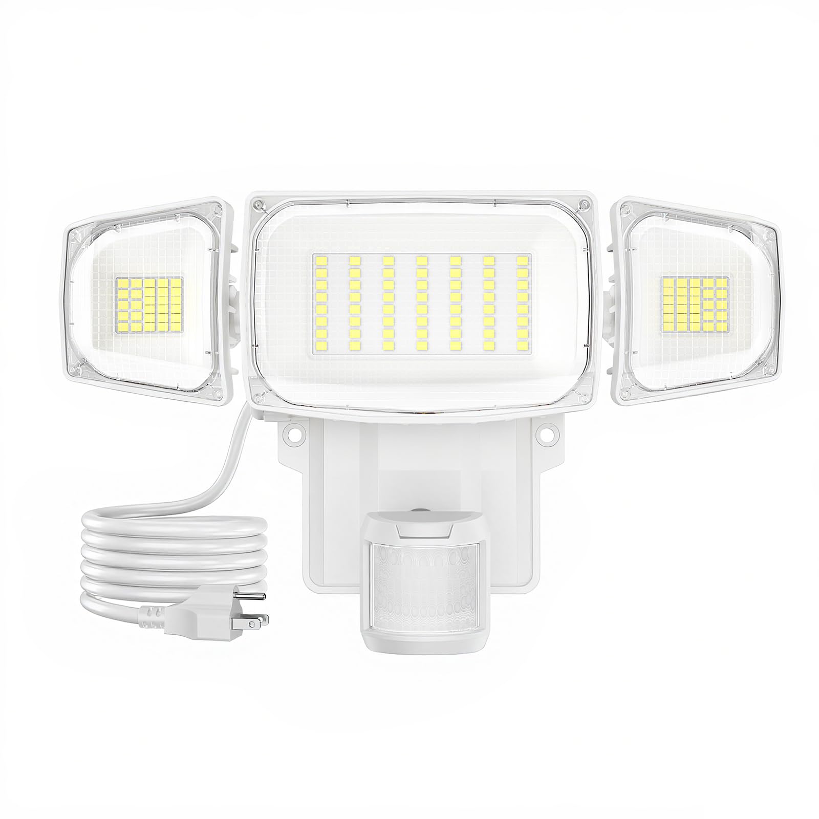 Olafus 70W motion sensor outdoor light wall-mount brightens entryways at night.