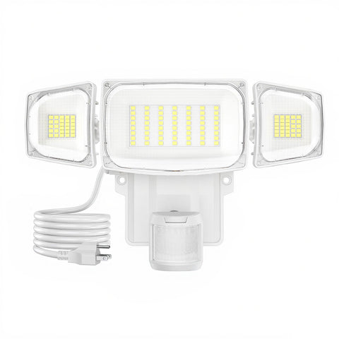 Olafus 70W motion sensor outdoor light wall-mount brightens entryways at night.
