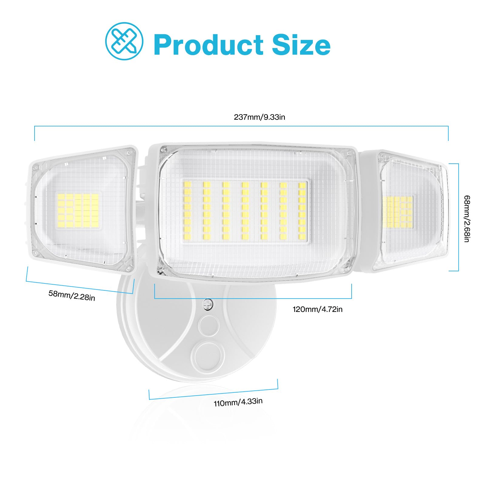 Olafus 80W flood light outdoor adjustable heads enable flexible security lighting.