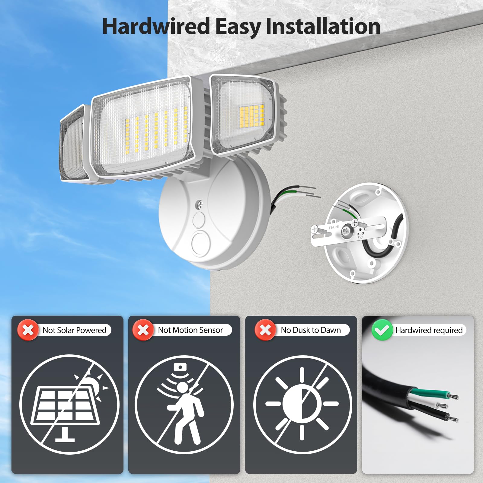 Olafus 80W flood light outdoor beam-angle focusing broad coverage up to 1150 ft².
