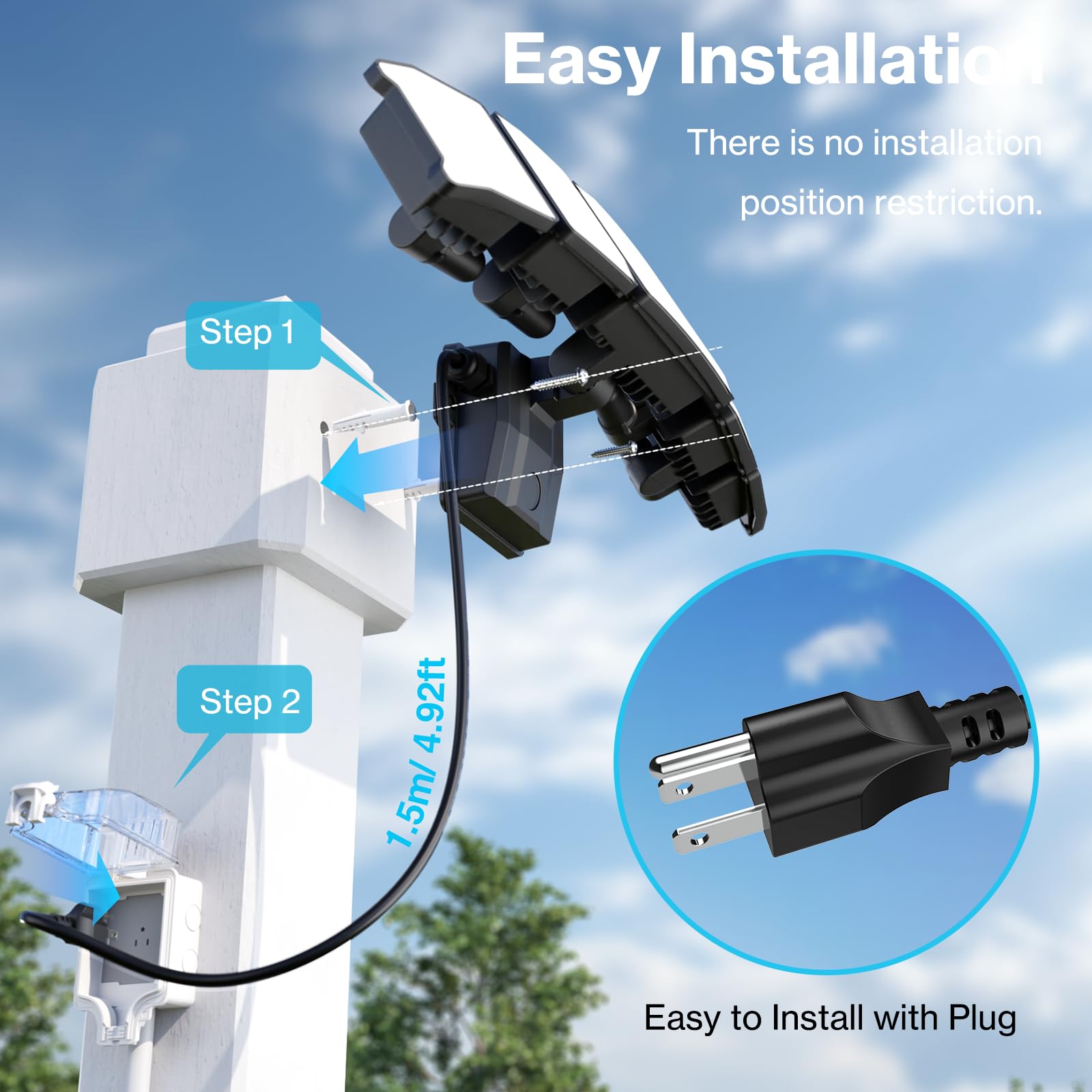 Olafus die-cast aluminum flood light ensures durable outdoor performance.