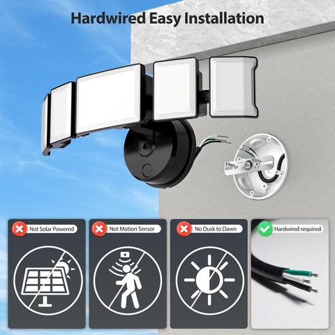 Olafus flood light mounted on wall for backyard or entryway lighting.