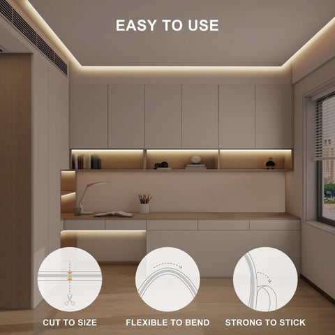 Olaholii cut to length COB strip fits cabinets and shelves precisely.