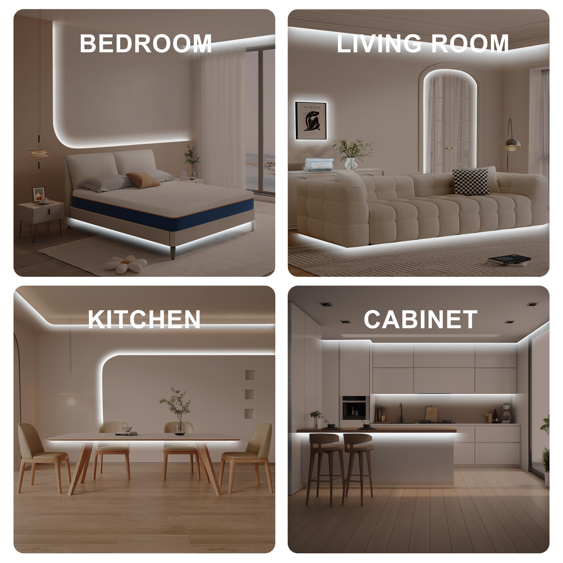 Olaholii LED strip in a shelf for ambient accent lighting.