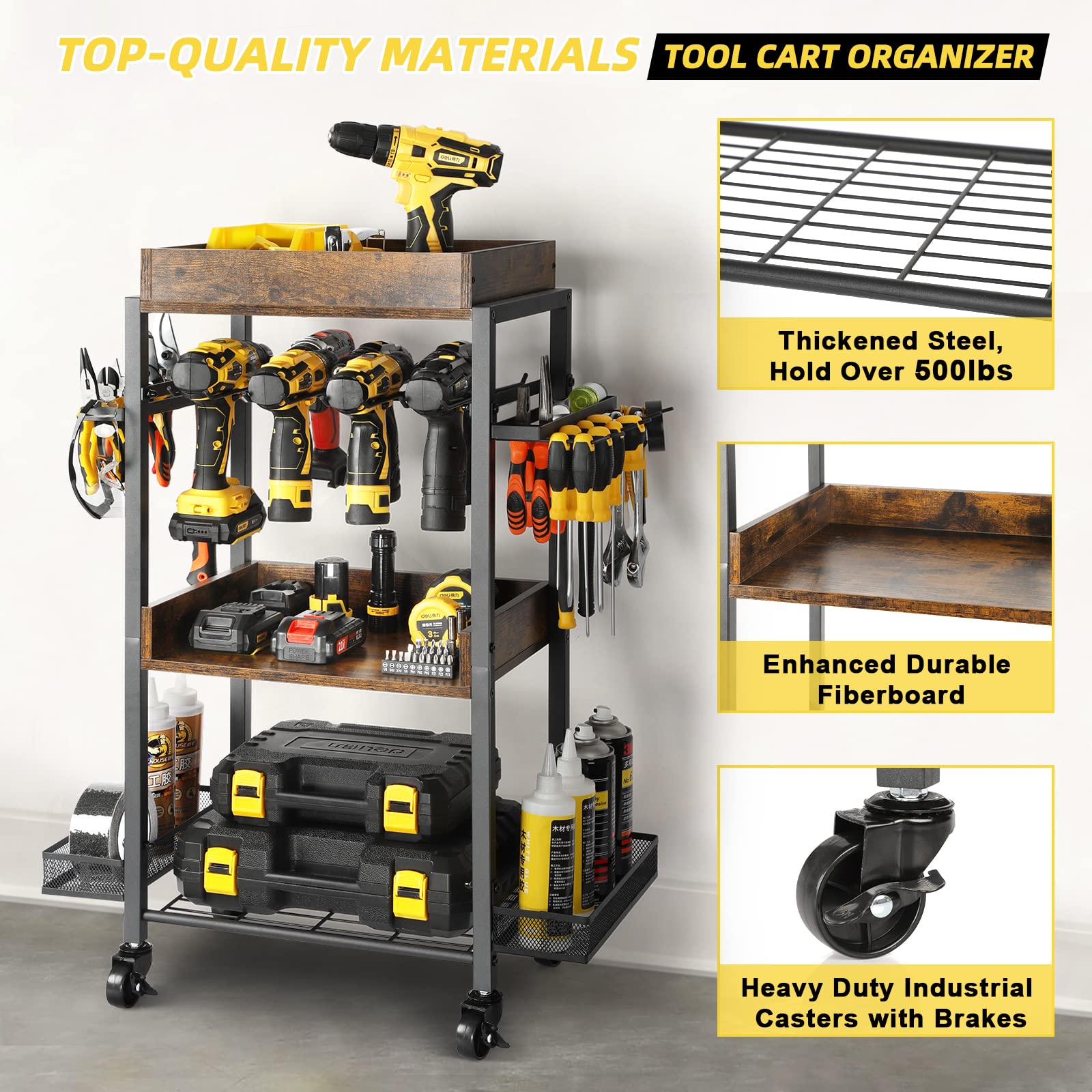 Olakee 360-degree casters with brakes enable easy mobility and secure placement.
