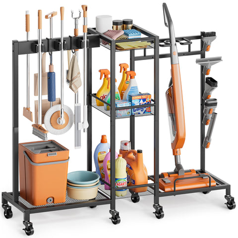 Olakee 3-in-1 broom holder keeps tools neatly stored for quick access