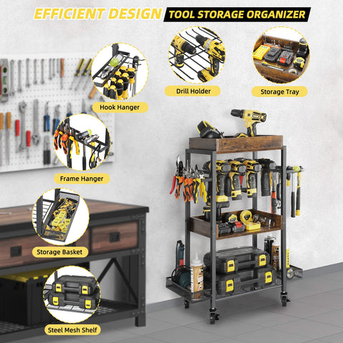 Olakee bottom mesh shelf provides sturdy storage for bulky garage items.