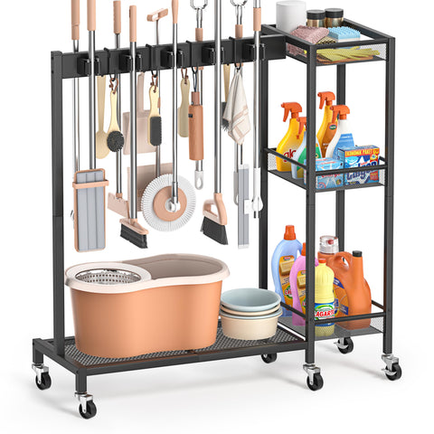 Olakee broom holder with mop organizer keeps tools accessible and tidy