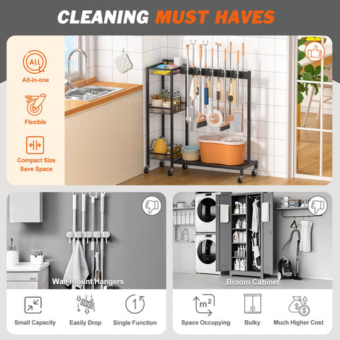 Olakee durable metal frame cart supports heavy cleaning gear