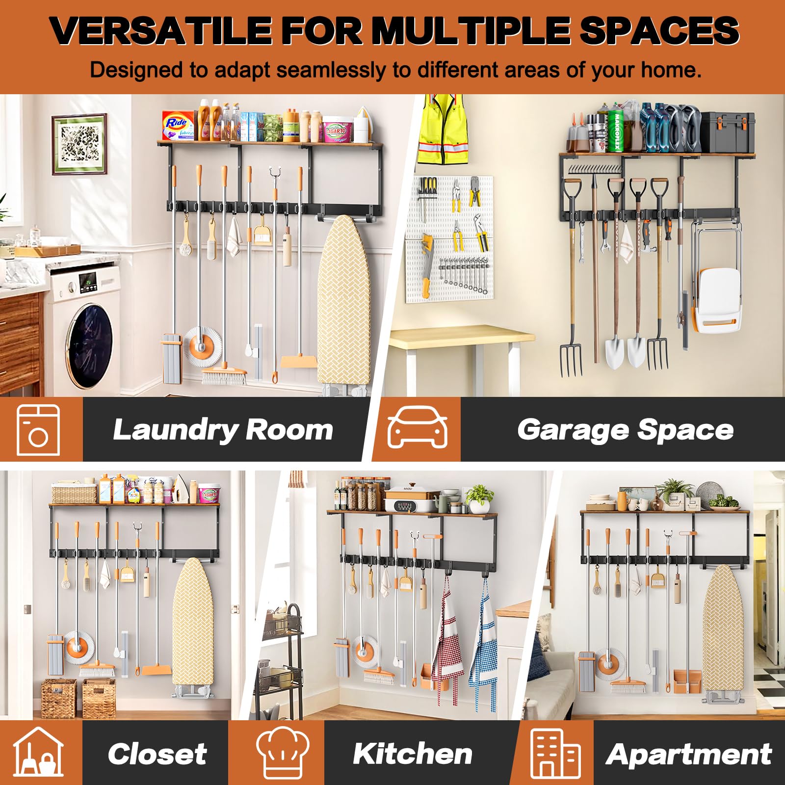 Olakee easy-install broom closet organizer includes hardware and simple setup