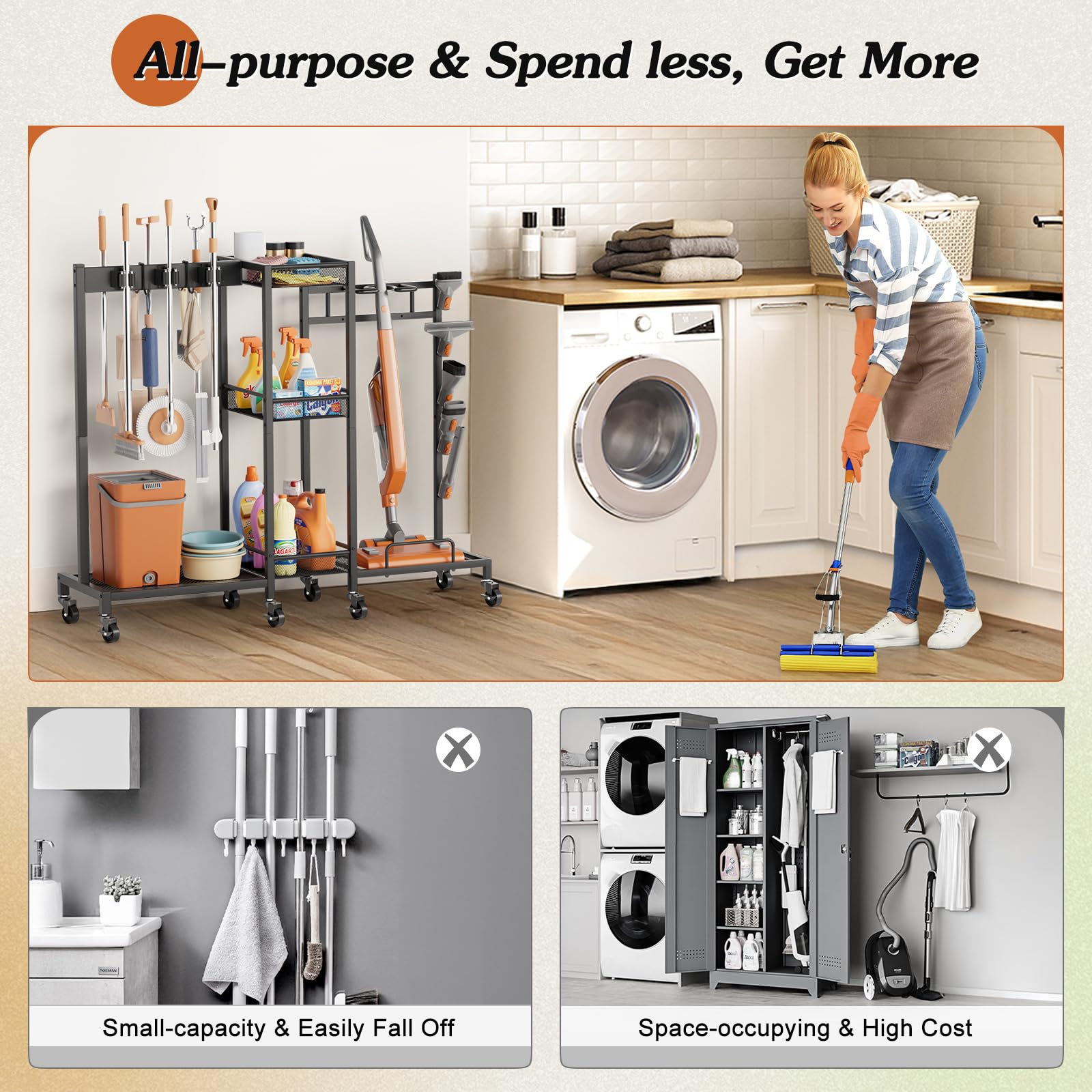Olakee heavy duty steel cart delivers durable support for daily cleaning gear