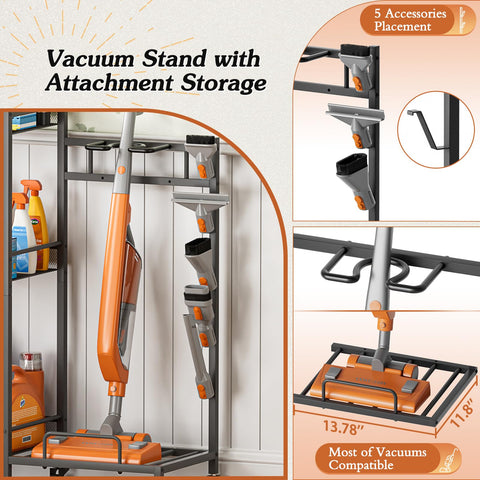 Olakee small footprint broom organizer fits tight laundry spaces without crowding