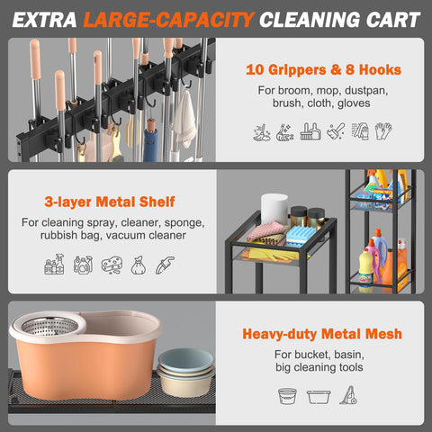 Olakee small footprint cleaning cart fits tight laundry room corners