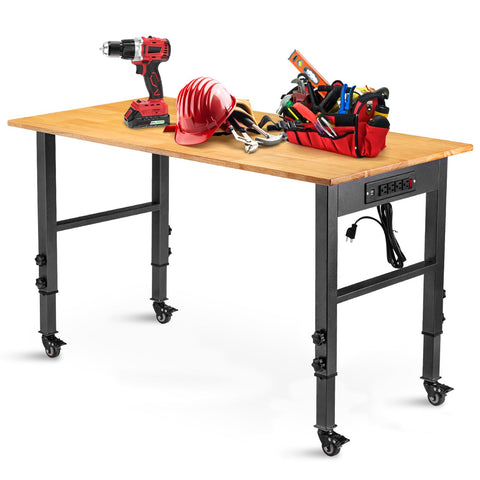 OLBRUS 48in adjustable workbench top surface ready for soldering and assembly
