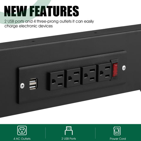 OLBRUS workbench legs with ETL outlets for safe power access.