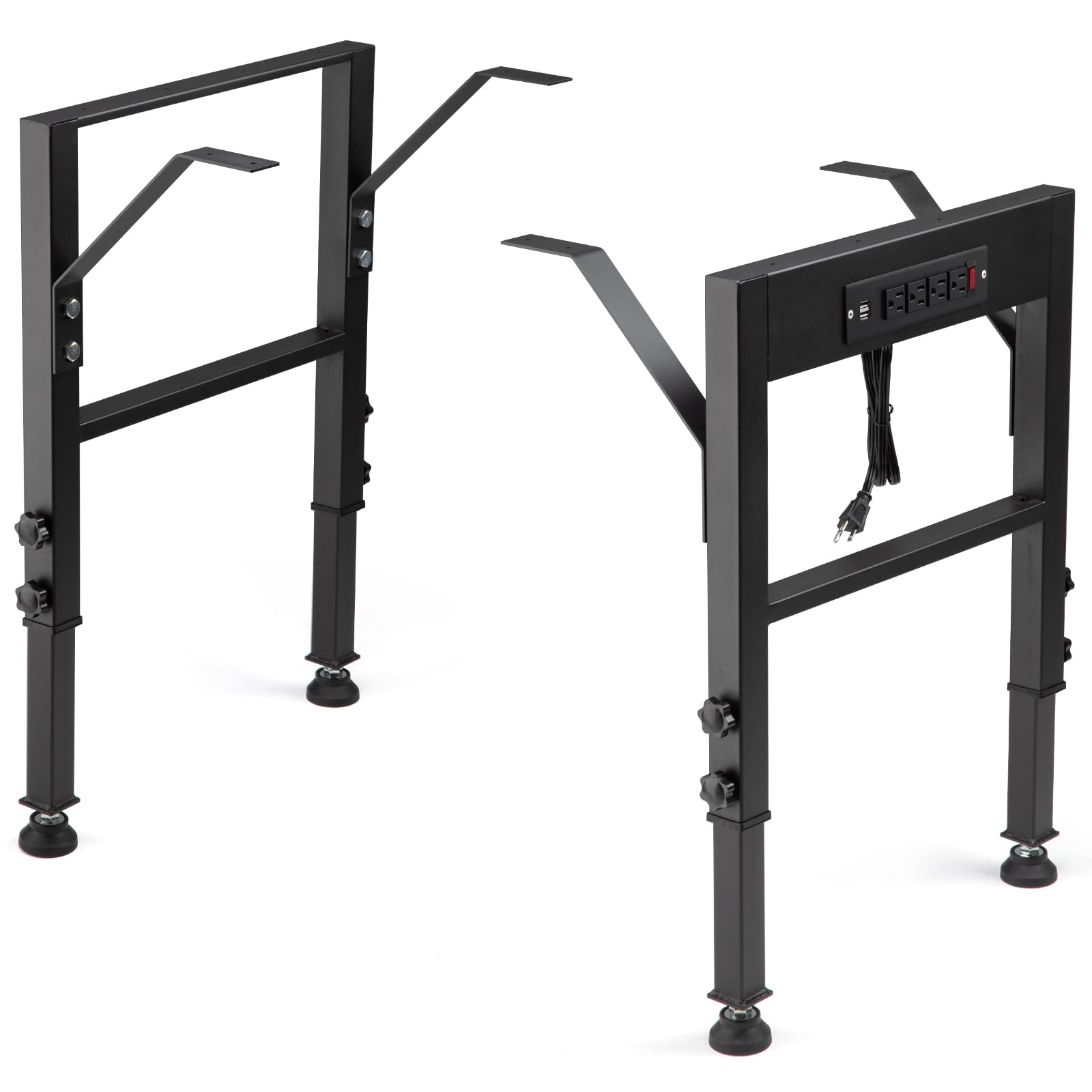 OLBRUS four-pack height-adjustable workbench legs for versatile furniture setup.