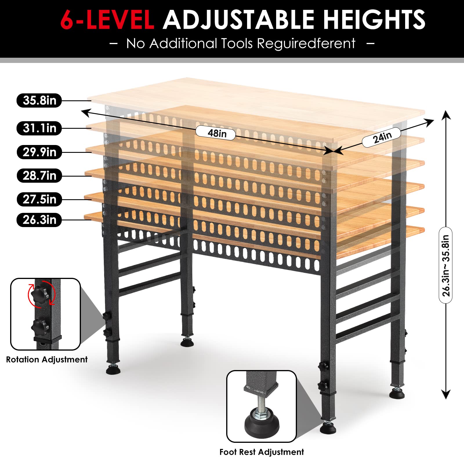 OLBRUS rubberized wood top offers a stable, smooth surface for precise work