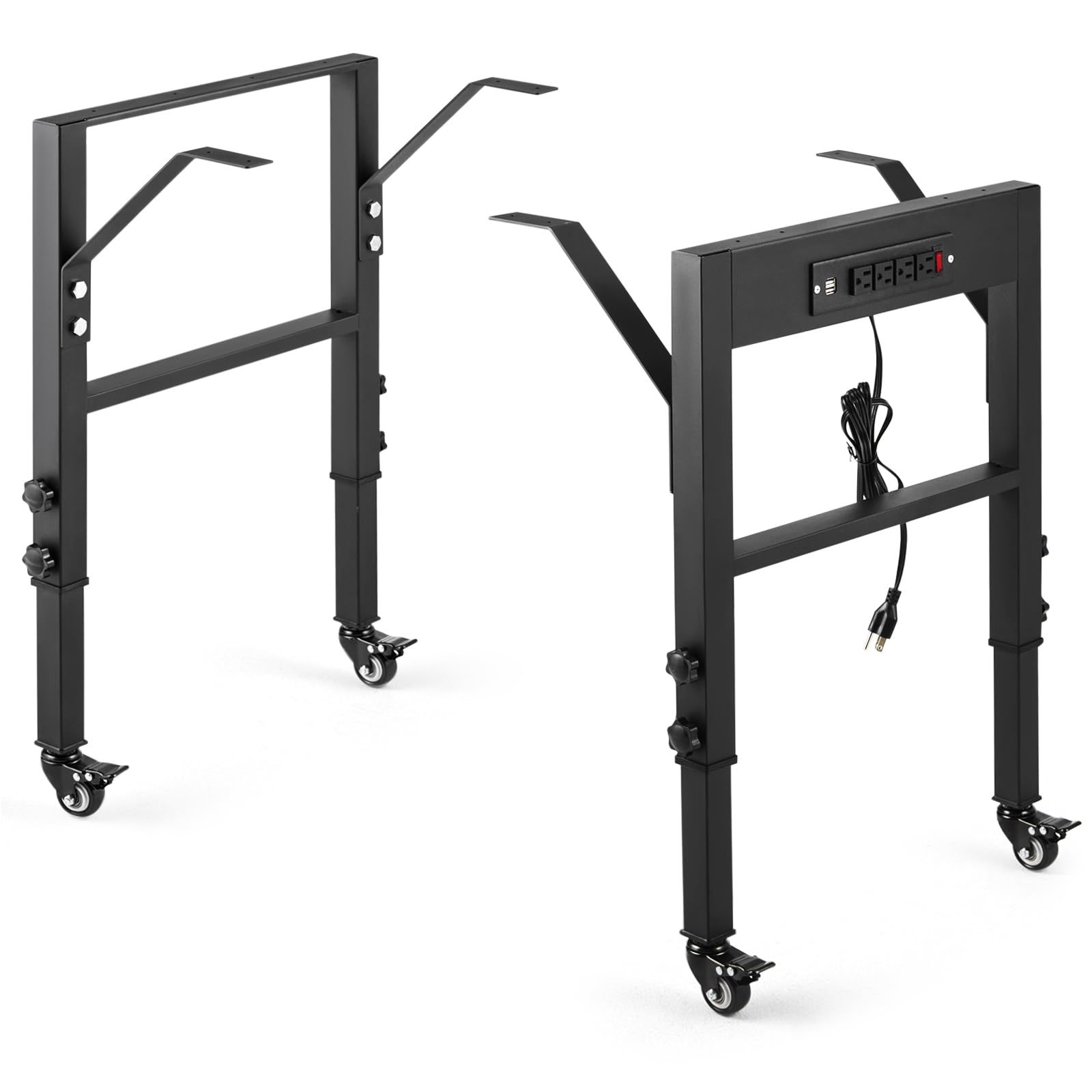 OLBRUS workbench frame shows 19-6 inch depth for a spacious DIY station.