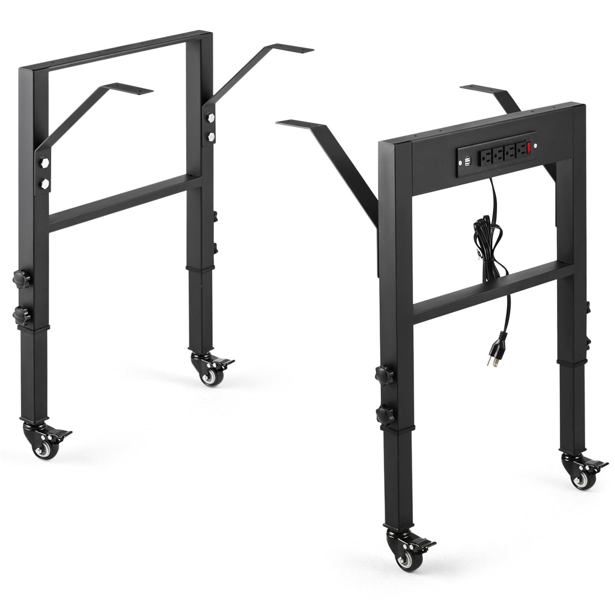 OLBRUS workbench frame shows 19-6 inch depth for a spacious DIY station.